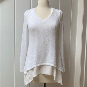 BAR III layered sweater in white knit